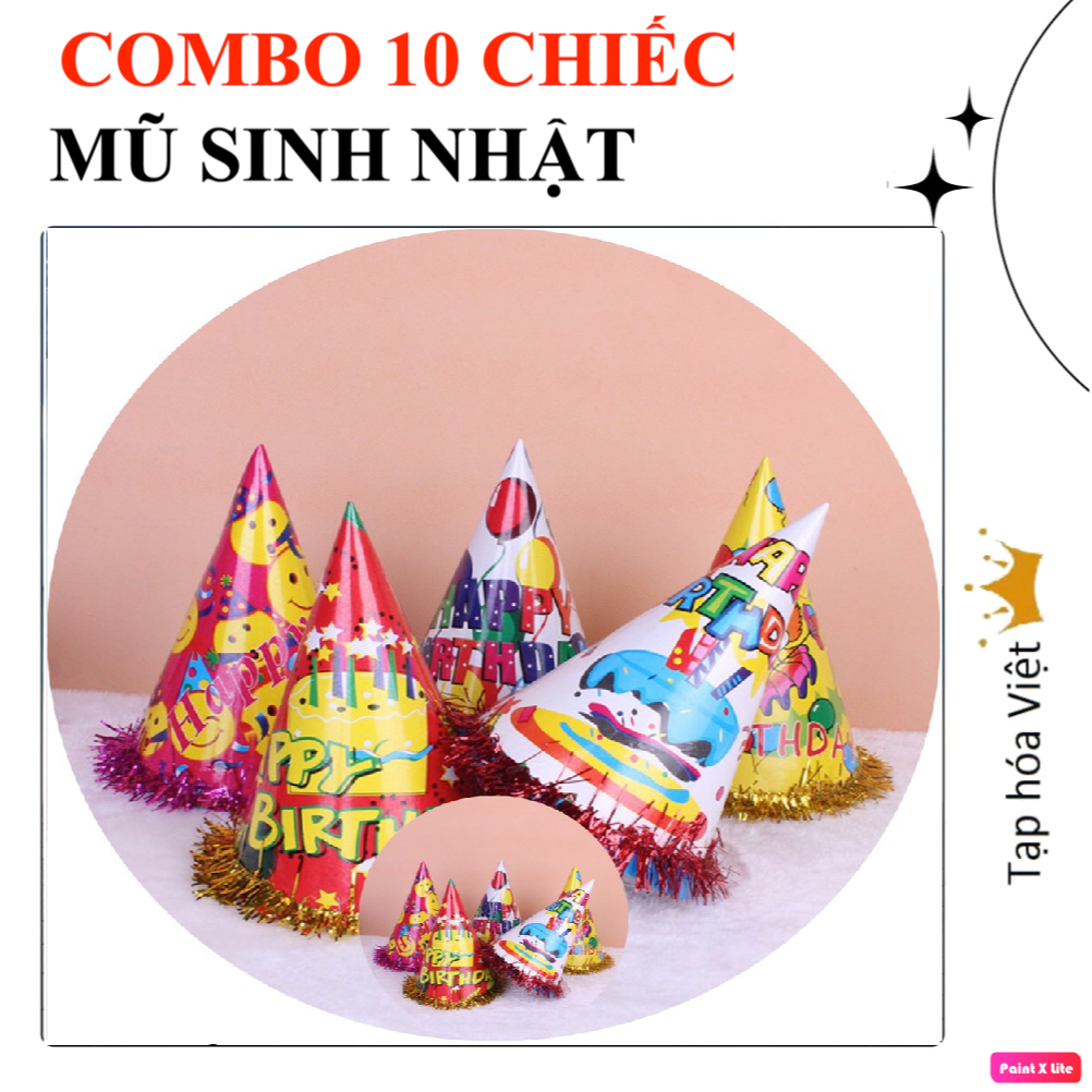 [COMBO 10 MŨ TRUNG]  Mũ Sinh Nhật cho bé, nón sinh nhật cho bé
