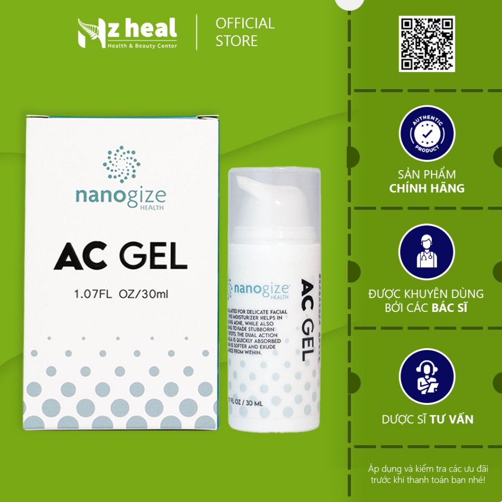 Gel giảm mụn, mờ thâm Nanogize AC Gel (10ml / 30ml)