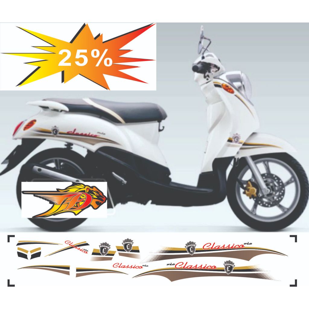 Tem dán xe mio classico , mẫu Tem rời 3 lớp bóng đẹp dán xe trắng xe bạc bảo hành màu trọn đời xe