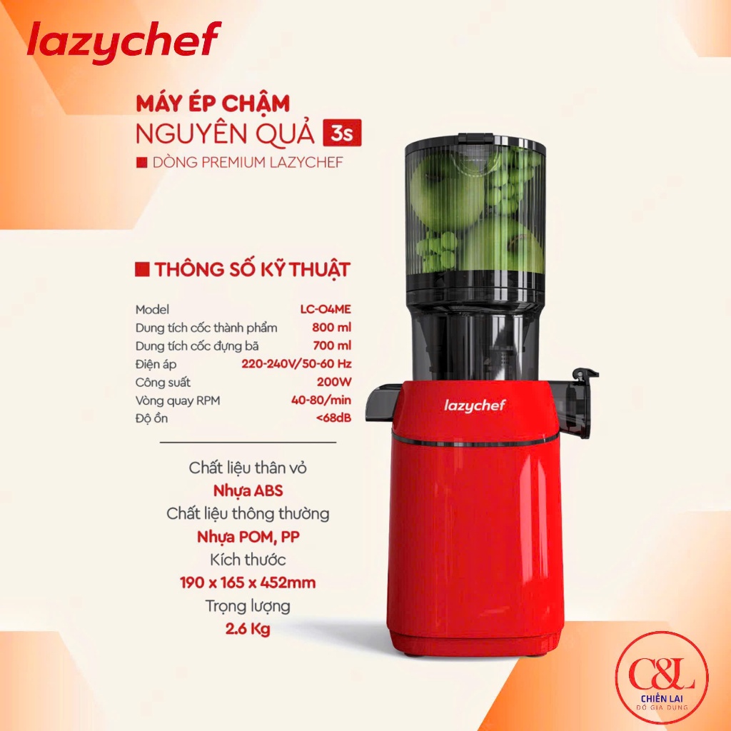MÁY ÉP CHẬM NGUYÊN QUẢ 3S LAZYCHEF