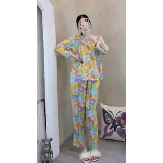  BỘ TAY DÀI QUẦN DÀI CỔ VIỀN BÈO - LANH TOLE VNXK F21 