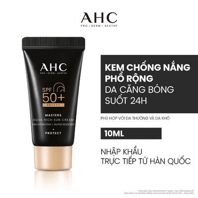 [HB gift] Kem Chống Nắng AHC Phổ Rộng căng mướt da suốt 24H Masters Aqua Rich Sun Cream 10ml