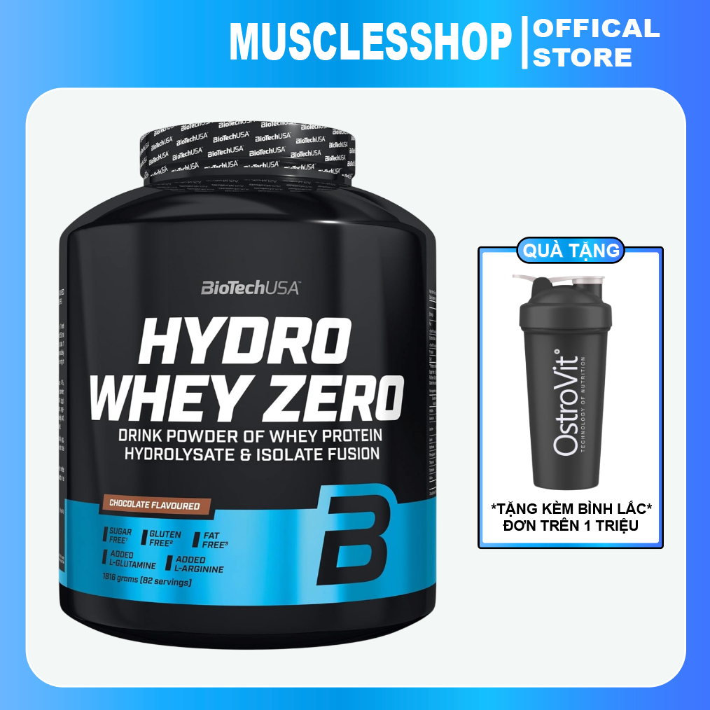 BiotechUSA HYDRO WHEY ZERO, 100% Whey Protein Hydrolyzed (4LBS), Hỗ Trợ Phục Hồi,  Phát Triển Cơ Bắp