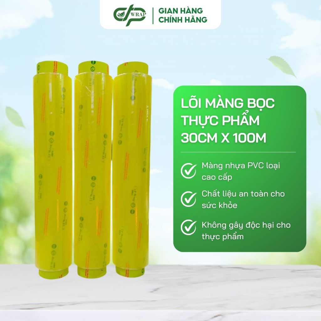 Lõi màng bọc thực phẩm Cát Tường Phát 30cm x 100m, màng bọc thực phẩm bền, dai, đảm bảo an toàn sức khỏe