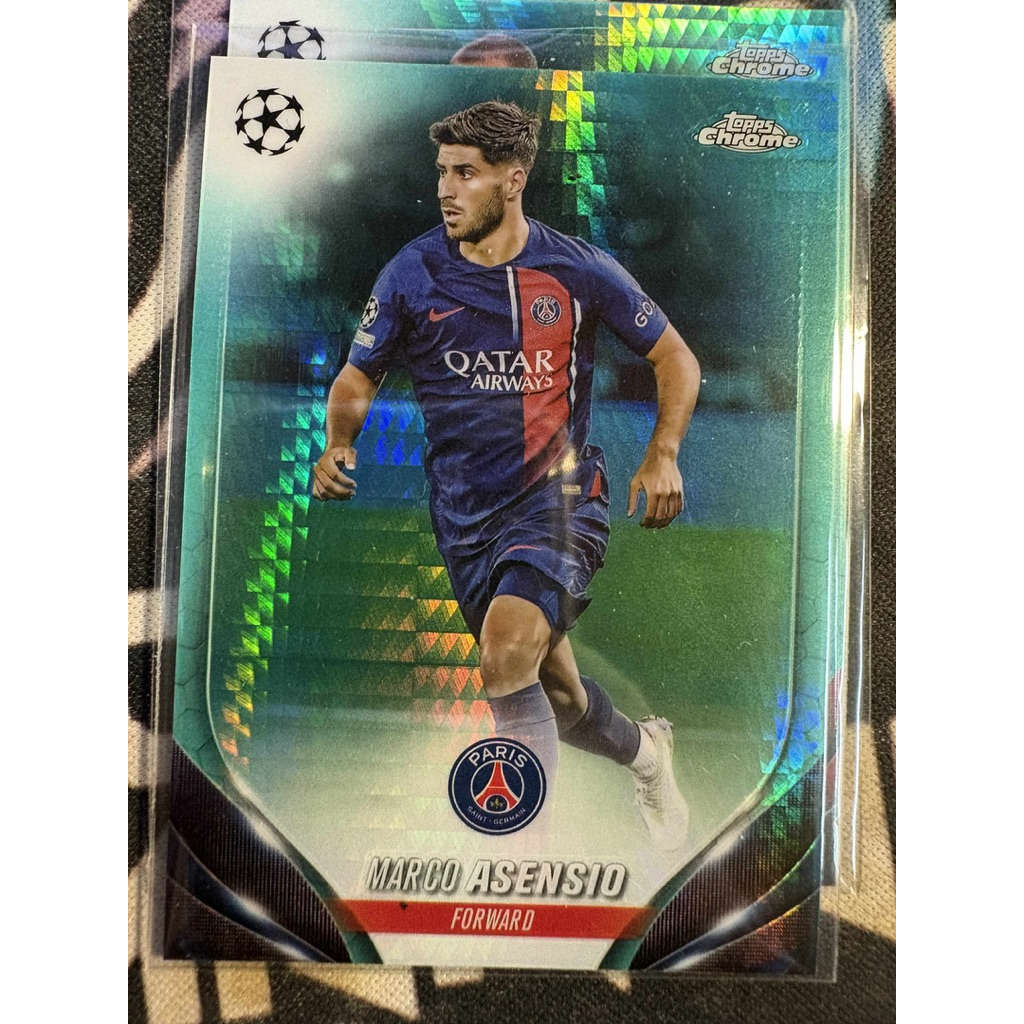 Thẻ bóng đá #M657 Marco Asensio Paris Saint-Germain Aqua Prsim Topps Ucc Chrome 2024/25