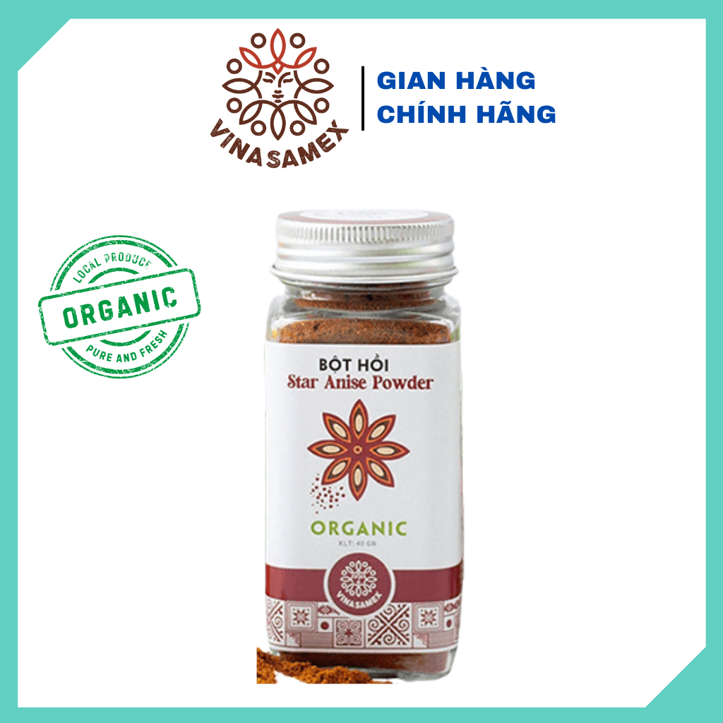 Bột Hoa Hồi Hữu Cơ Vinasamex - Star Anise Powder Organic Vinasamex/ Hàng Việt Nam Xuất Khẩu/ Lọ 40gr