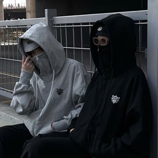 Áo Khoác Hoodie Ninja Có 2 Mũ Trùm Đầu Che Mặt Siêu Ngầu - Thiết Kế Trùm Đầu Form Rộng Nam Nữ Chất Nỉ Dày Dặn 2025