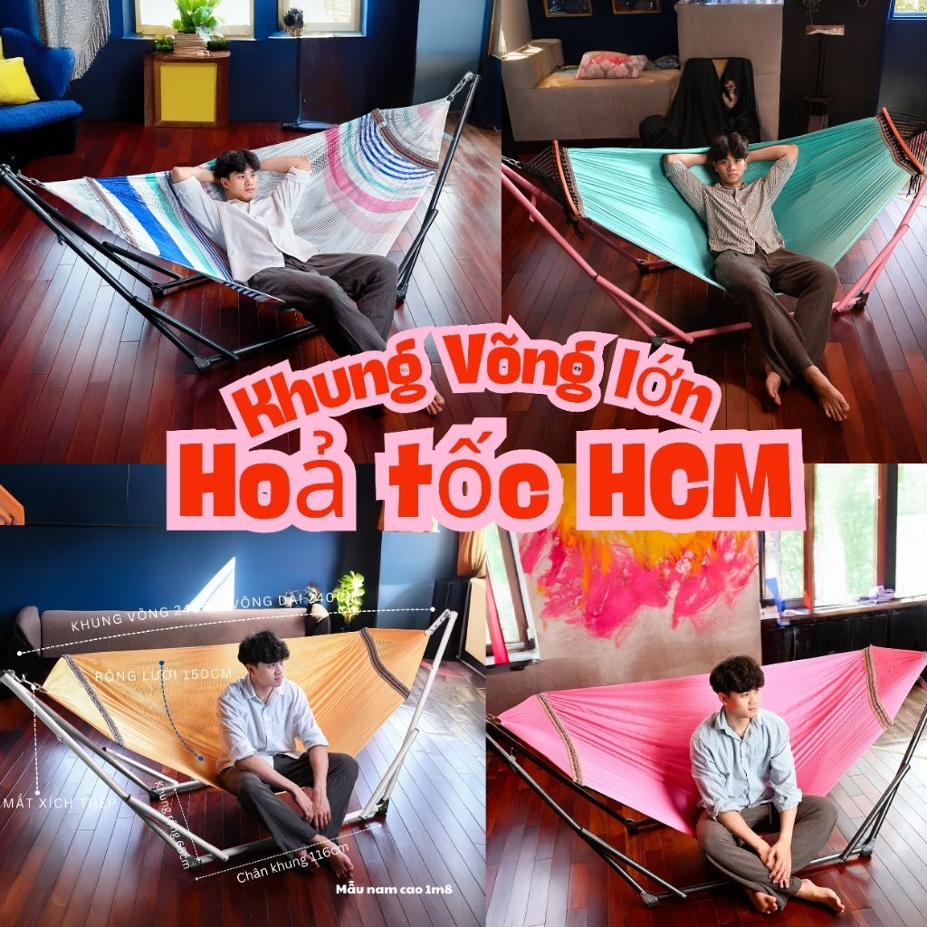 [ Hoả Tốc Khung + Võng ] HCM hỗ trợ võng người lớn + khung bán nguyệt