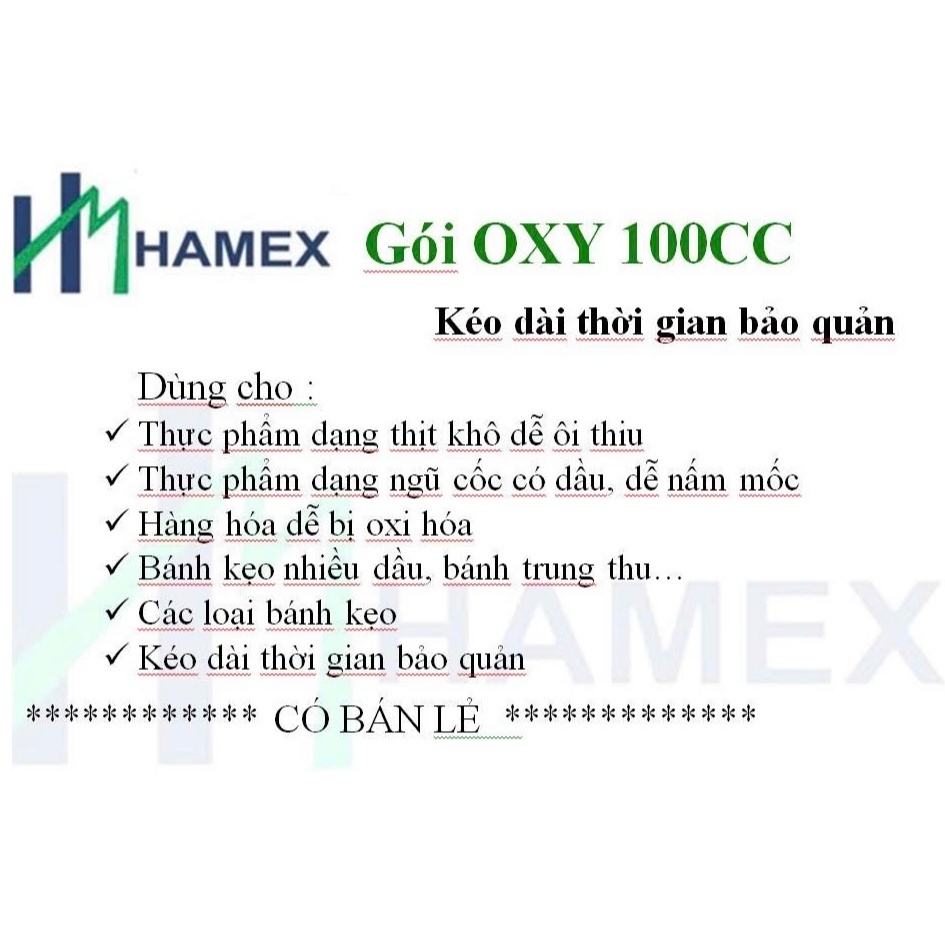 Gói hút oxy bảo quản thực phẩm 100cc, 250gói/ túi