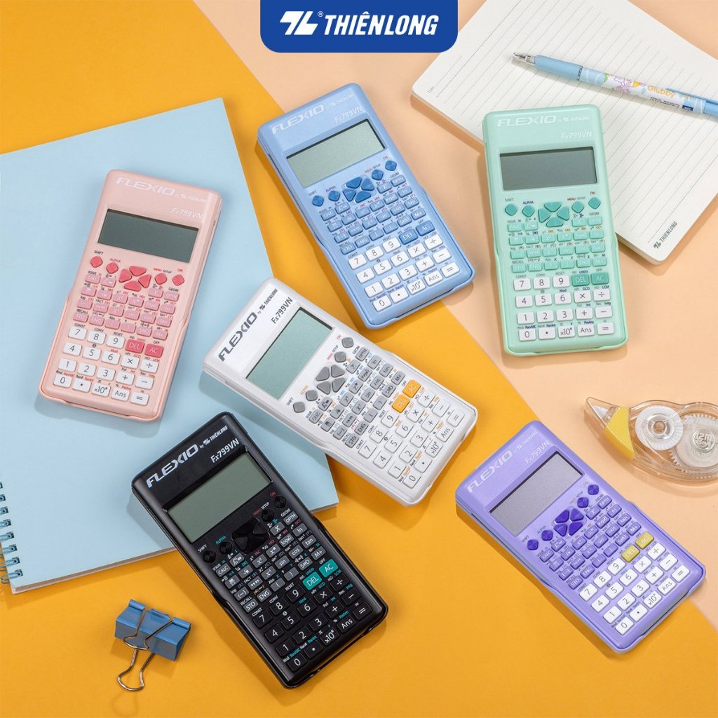 Máy tính khoa học Thiên Long Flexio Fx799VN, 4 màu pastel mới