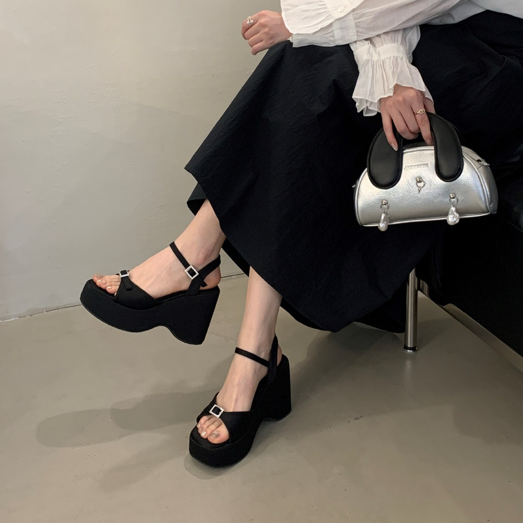 Dép Nữ Đế Xuồng- Sandal đế xuồng cao gót 10cm tôn dáng thon gọn chân xinh