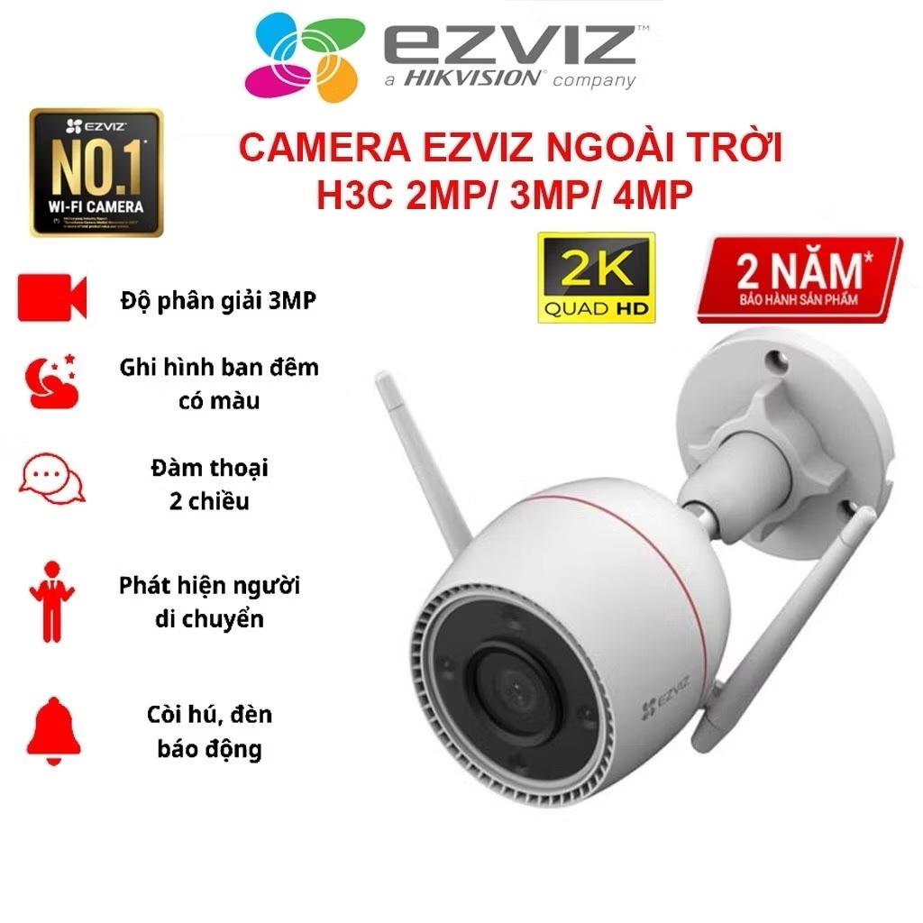 Camera Wifi Ngoài Trời Ezviz H3c 2MP/3MP/4MP 2K 2K+ Đàm thoại 2 Chiều, Có Màu Đêm , Báo Động Còi Hú 