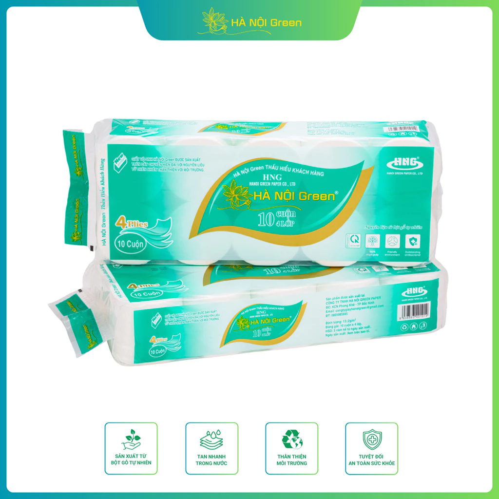 Giấy vệ sinh Hà Nội bịch 10 cuộn không lõi có lõi siêu dai siêu mịn