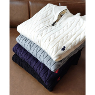  Áo Len Nam Cổ Lọ Phối Zip Thêu Ngựa DNST 715 Áo Sweater Len Hàn Quốc Unisex Vặn Thừng Dày Dặn Hottrend 