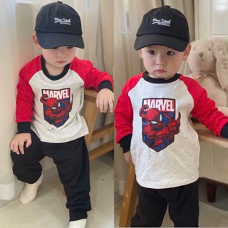 Bộ dài tay bé trai, bộ thu đông cho bé trai, áo dài tay siêu nhân kèm quần dài chất cotton cho bé từ 8kg