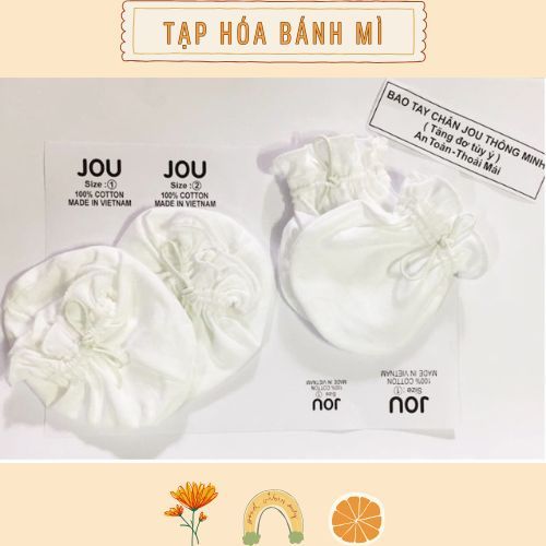 Bao tay chân Jou tăng đơ thông minh (trắng trơn) cho bé sơ sinh