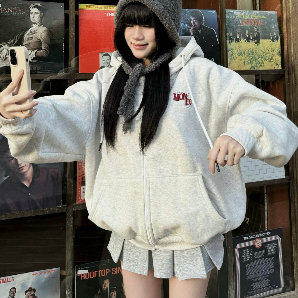 [ ÁO HOODIE ZIP NỈ BÔNG ] Mon Studio – Áo Khoác Nỉ Hoodie Zip Boxy Tay Dơi Có Nút Bấm Form Rộng Nam Nữ Unisex S082 | BigBuy360 - bigbuy360.vn