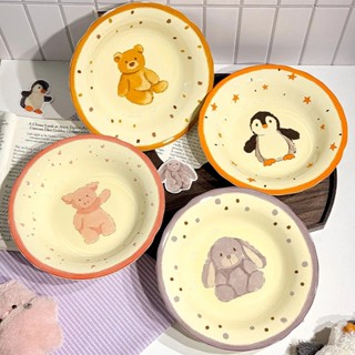  Đĩa sứ tròn sâu Hoạt Hình đẹp cuti đáng yêu ngộ nghĩnh dĩa hoa quả con vật 