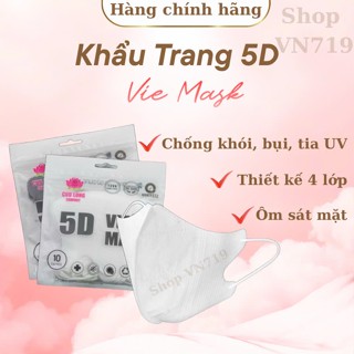  1 Thùng 500 cái khẩu trang 5D 4 Cửu Long VIE Mask 4 Lớp 
