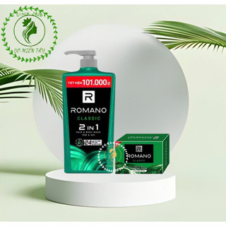 Dầu Gội Romano Classic 2in1 900g Cho Nam + Tặng Xà Bông 90g/ Nước Hoa 18ml – Sạch Gàu, Thơm Lâu