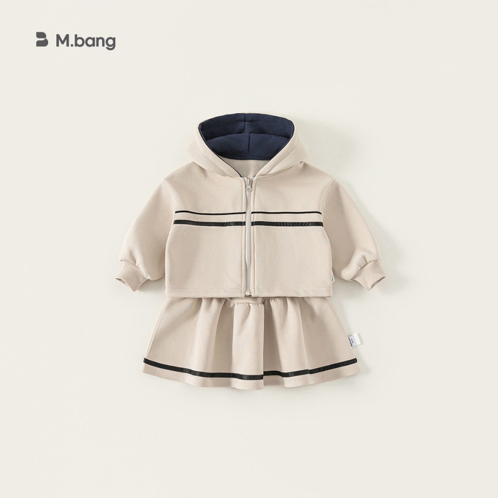 Set váy nỉ bé gái mùa đông Mbang chất siêu dày ấm, Set váy bé gái mùa đông Mbang 2 chi tiết siêu xin