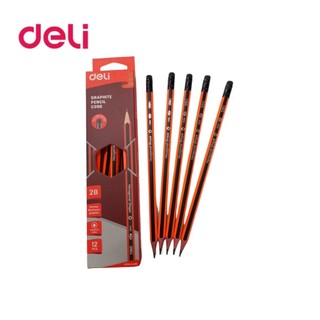 Hộp 12 chiếc Bút chì lục giác - đầu tẩy- 2B Deli CC098/ 10902- Thi trắc nghiệm- Tập viết