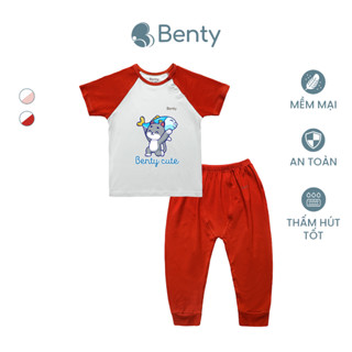  Bộ áo cộc chéo quần dài in hình BT106 BENTY an toàn cho làn da bé quần áo bé trai bé gái cao cấp 