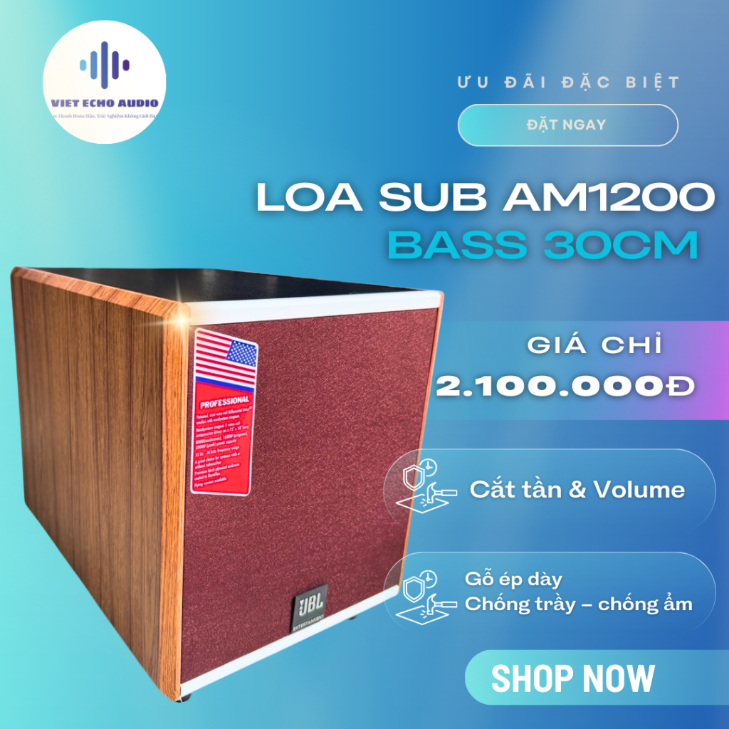 Loa Sub Bass 3 Tấc (ECANG VẢI) AM 1200 – Thùng Gỗ Cao Cấp | Âm Trầm Sâu, Tiếng Chắc – Hỗ Trợ Dàn Kar