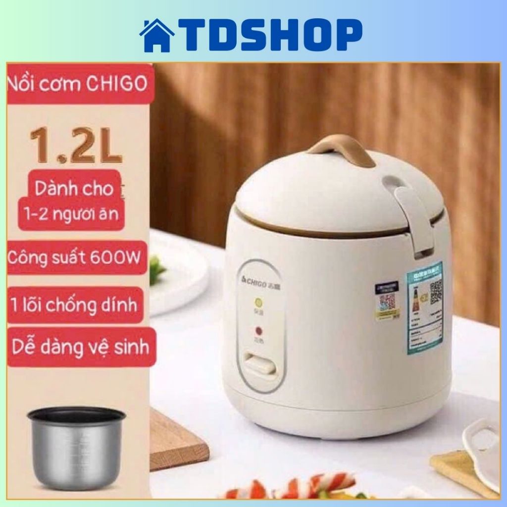 Nồi Cơm Điện Chigo Đa Năng Tráng Chống Dính, Nấu Hầm Cháo Phù Hợp Cho 2 Người Lớn