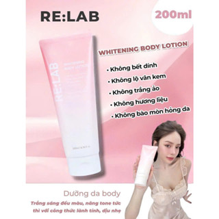  Kem body re:lab whitening body lotion 200gam dưỡng trắng nâng tông da,không lộ vân kem make up body_relab hạn dùng 2028 