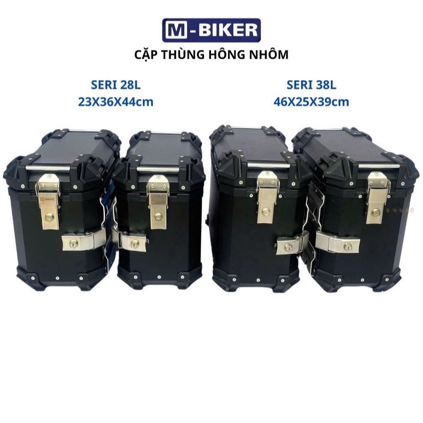 Thùng hông nhôm chính hãng MBiker- Dung tích 28L- 38L-25L