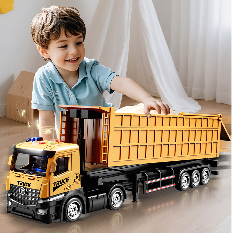 Mô hình xe tải ben chở hàng siêu dài 37cm