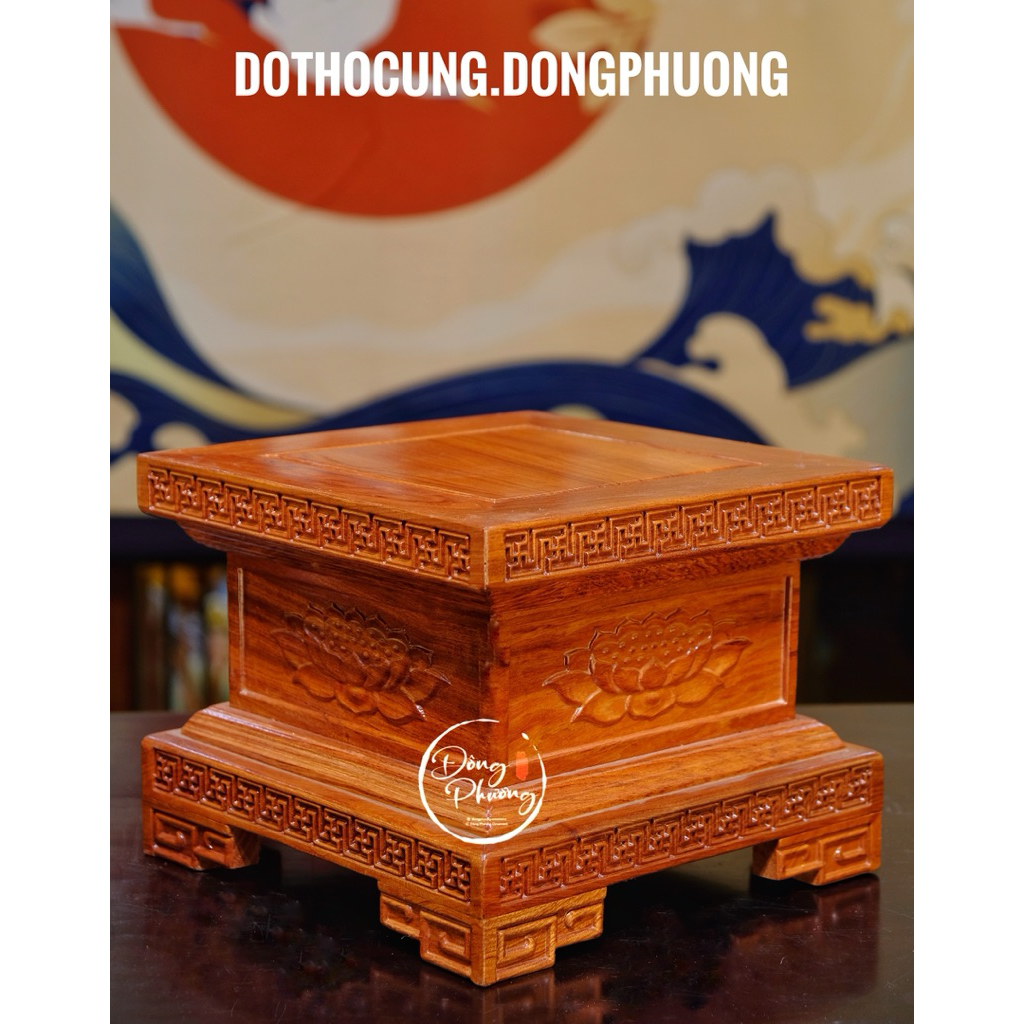 Đôn gỗ kê tượng Phật cao 20cm, kệ kê tượng, đôn kê tượng, đôn tượng gỗ hương, kỷ gỗ nâng tượng