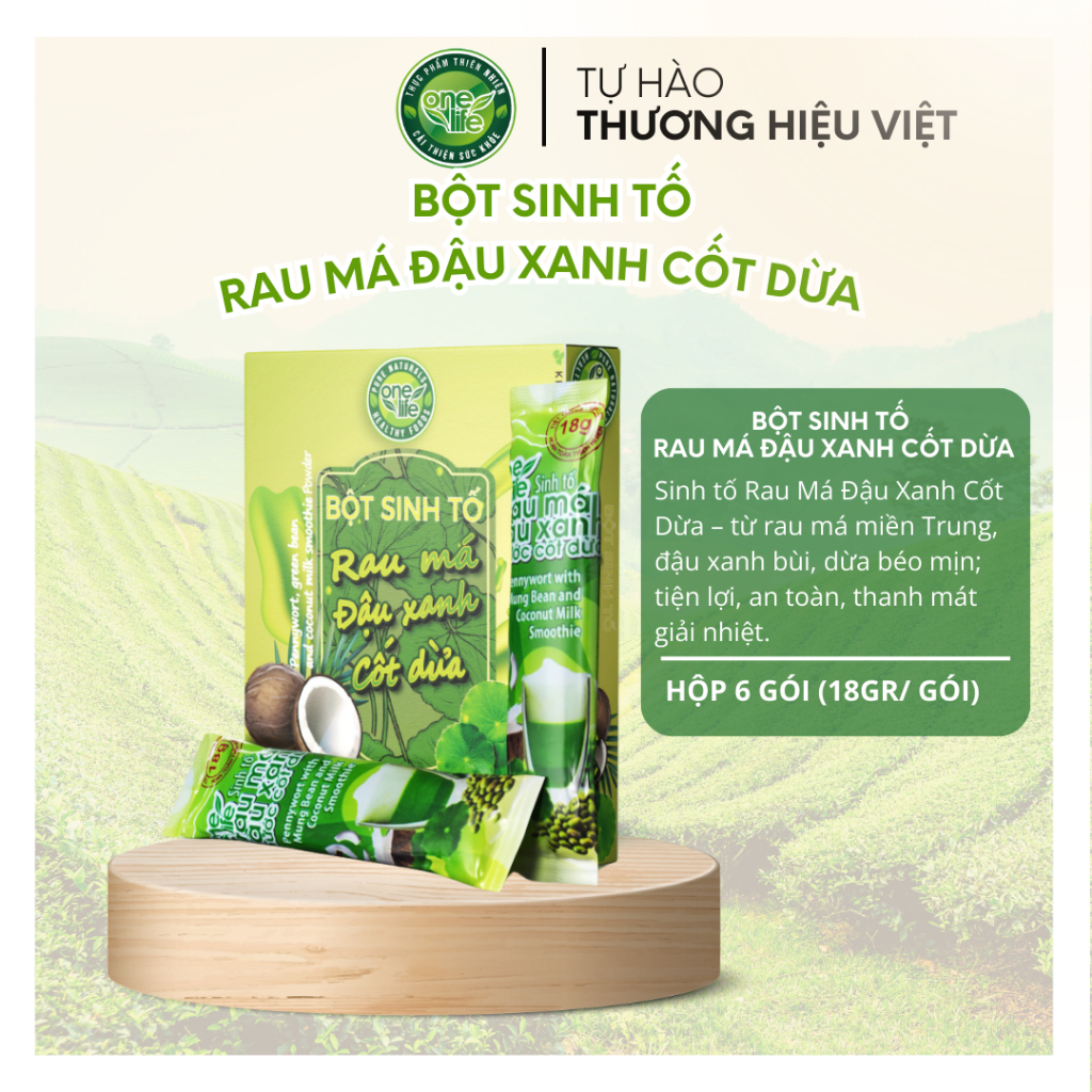Nguyên Liệu Bột Sinh Tố Rau Má Đậu Xanh Cốt Dừa ONELIFE thơm ngon, béo bùi