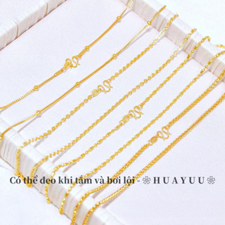 Dây chuyền trơn bằng titan cao cấp mạ vàng 24k kiểu dáng đơn giản dành cho nữ