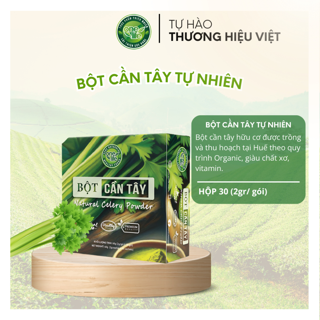 Bột Cần Tây Sấy Lạnh ONELIFE - Hộp 30 Gói, Hòa Tan Uống Liền, Không Đường