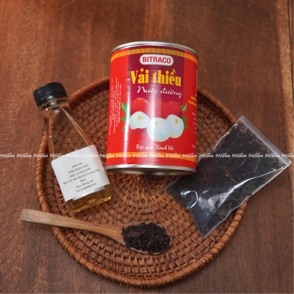 Set nguyên liệu trà Vải 94Farm Pha 20 ly