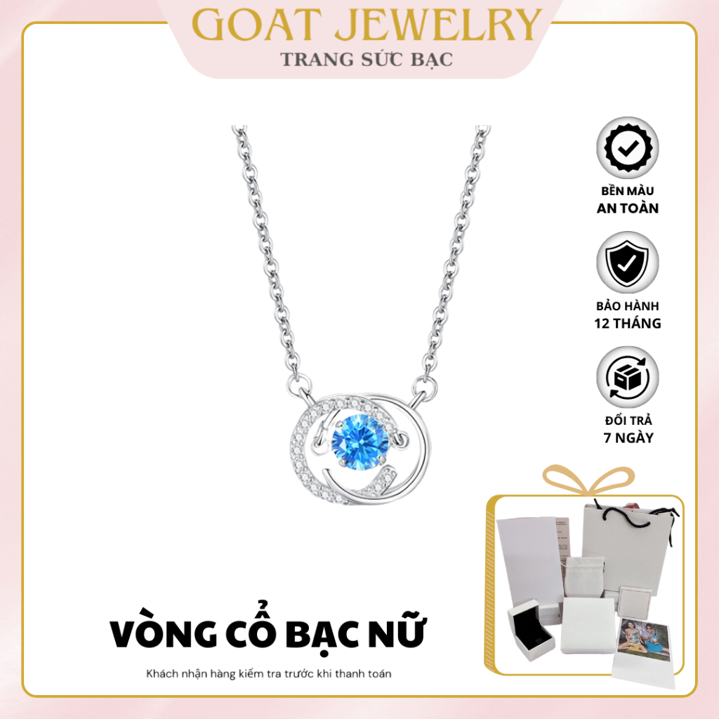 Vòng Cổ Bạc S925 Nữ Silver Round Stone Necklace Bạc S925 Mặt Đính Đá Tròn Trang Sức Cao Cấp Qùa Tặng