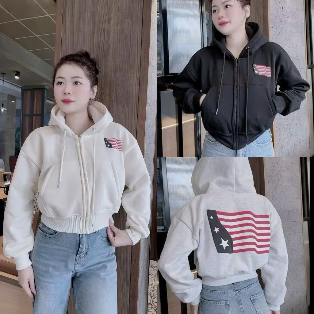 (SẴN HCM)Áo khoác nỉ phôm ngắn lửng in 2 mặt phôm 35-60kg.