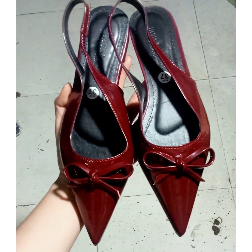 ( SD-0348) Giày Sandal Sục Mũi Nhọn WINDY Chất Da Bóng Quai Phối Ngang Basic Thanh Lịch Đế Bệt SD-0338 | BigBuy360 - bigbuy360.vn
