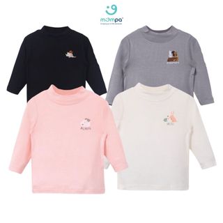  Áo giữ nhiệt cho bé Mompa Set 2 chiếc 6 tháng - 3 tuổi vải Modal thấm hút cổ 3 phân 0036 
