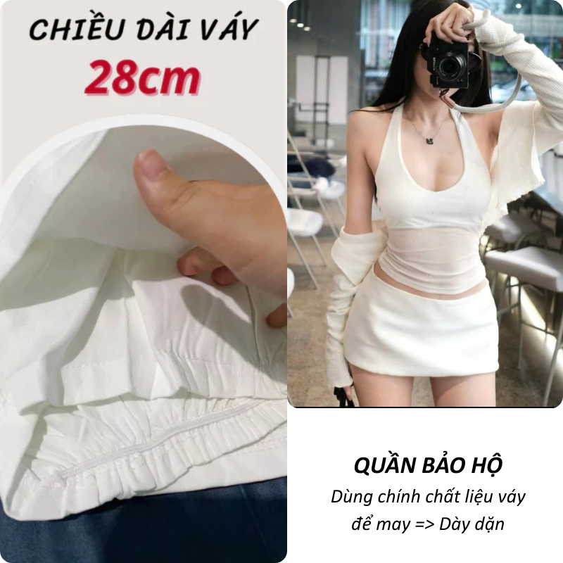 [V108 LÓT TRONG] Chân Váy Chữ A QIIEN, Váy Siêu Ngắn Phong Cách Y2K Phối Trắng Đen Kẻ Sọc Cạp Trễ | BigBuy360 - bigbuy360.vn