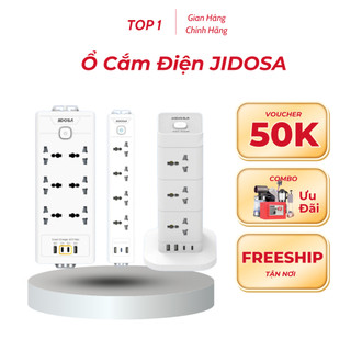 Ổ Cắm Điện JIDOSA Ổ Vuông Dẹt Sạc Nhanh PD20W TypeC USB Chịu Tải Công Suất 2500W Cao Cấp