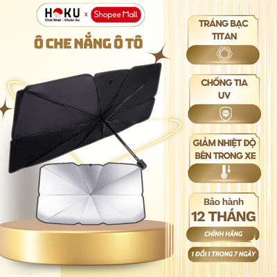 Ô Che Nắng Ô Tô HOKU Dù Che Nắng Kính Lái Ô Tô, Phủ Bạc Titan Cao Cấp, Chống Tia UV - OCK01