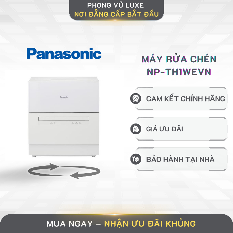 Máy rửa chén Panasonic NP-TH1WEVN Máy rửa chén mini nội địa Nhật, dung tích 6 bộ