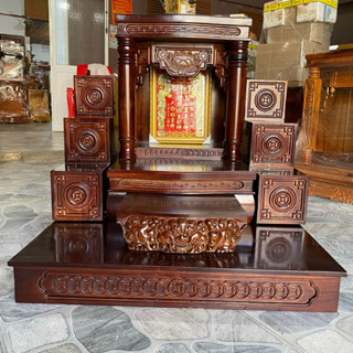   TRÀM LOẠI 1_SƠN BÓNG ĐẸP  Bàn thờ thần tài ông địa cột tròn mâm hổ phù bục bệ kê sơn bóng đẹp số 1 sale rẻ nhất 