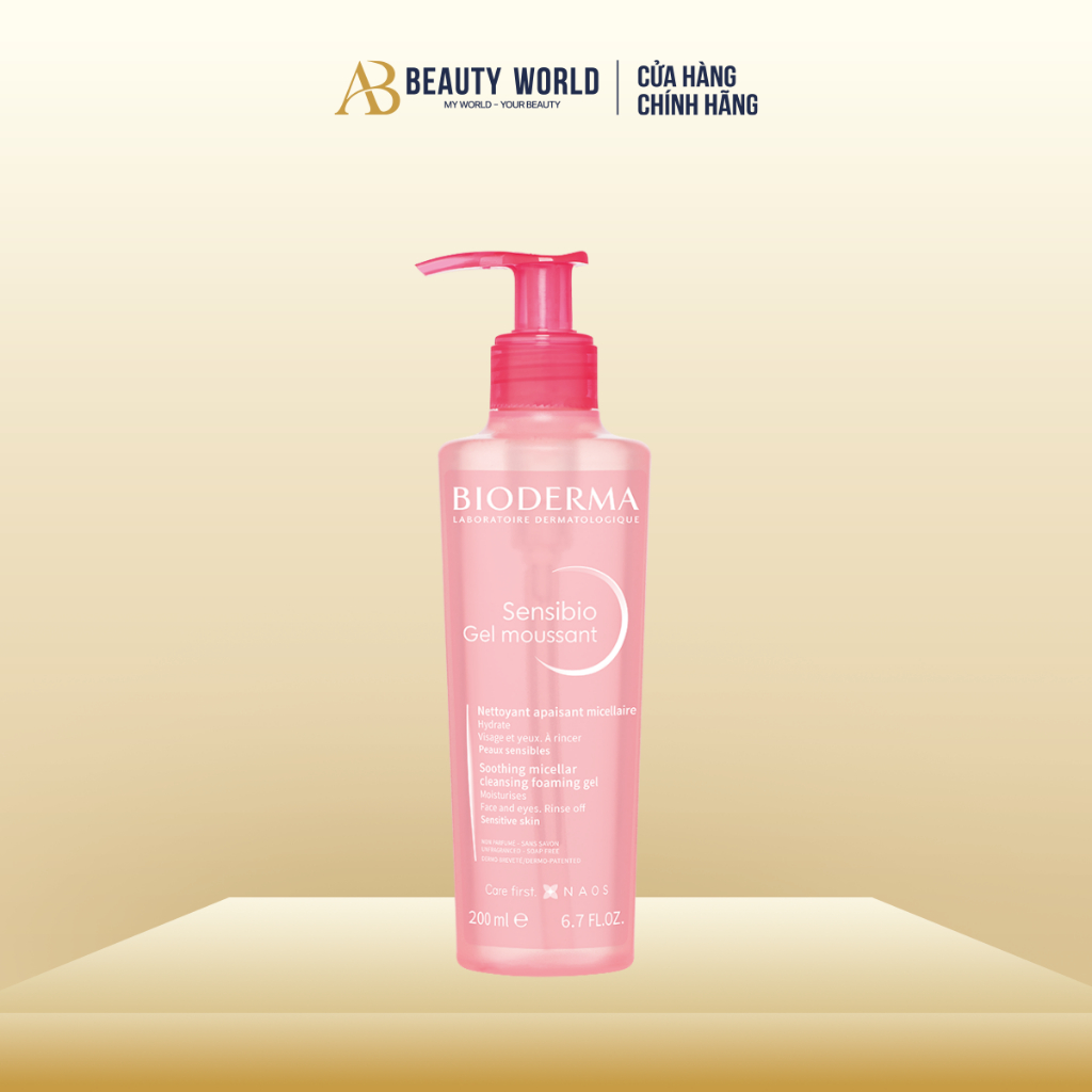 Gel rửa mặt Bioderma tạo bọt cho da nhạy cảm Sensibio Gel Moussant 200ml AB BEAUTY WORLD