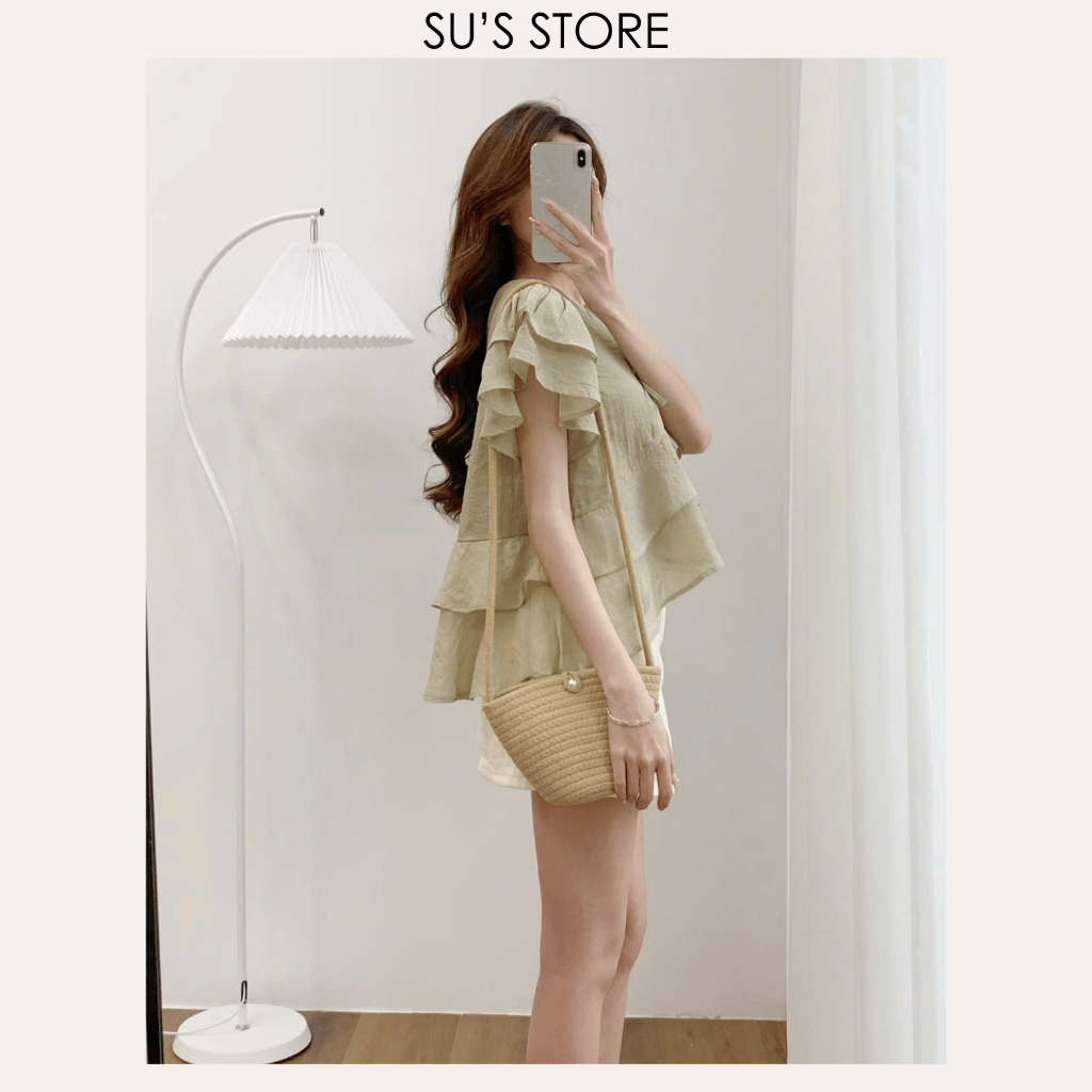 Áo Voan Tơ Cổ V Tay Hến Bèo Tầng A3120 Su Chang Thời Trang Nữ | BigBuy360 - bigbuy360.vn