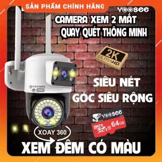  Camera Yoosee Ngoài trời 2 Mắt phiên bản pro 42Led ,1 mắt cố định và 1 mắt quay 360 độ Góc Rộng 