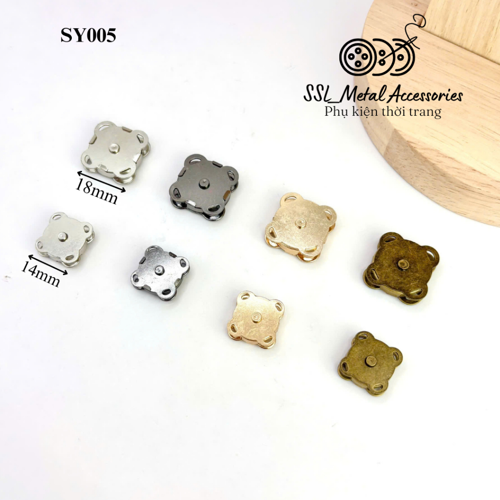 (10 cái) Nút Hít Nam Châm Khâu Tay, Phụ Kiện Làm Túi/ Xách/ Ví Kiểu Hoa Mai Hợp Kim Loại 14mm,18mm SY005 #ssl_accessorie